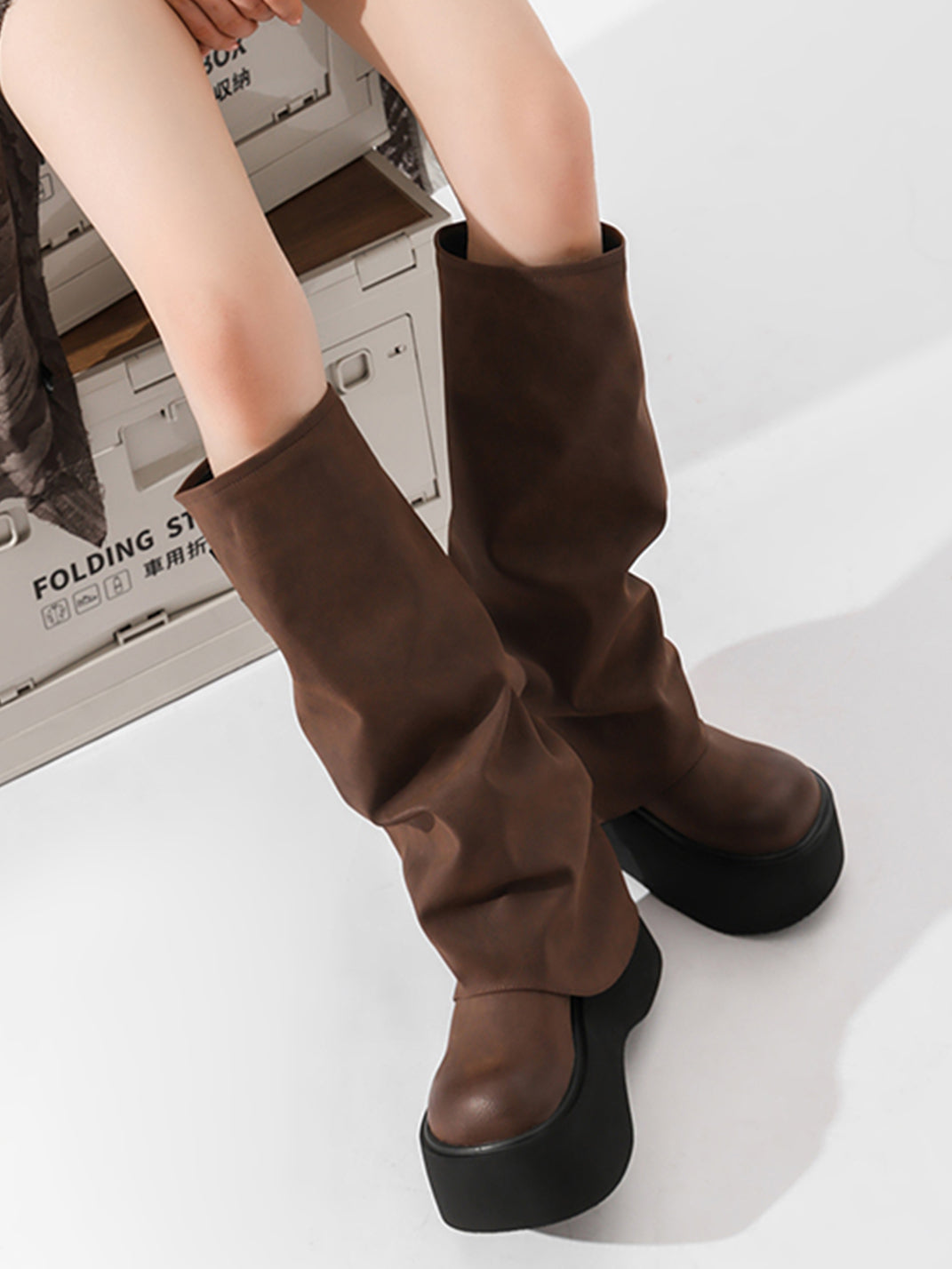 Side-Zip Knee-High Platform Boots - View 3