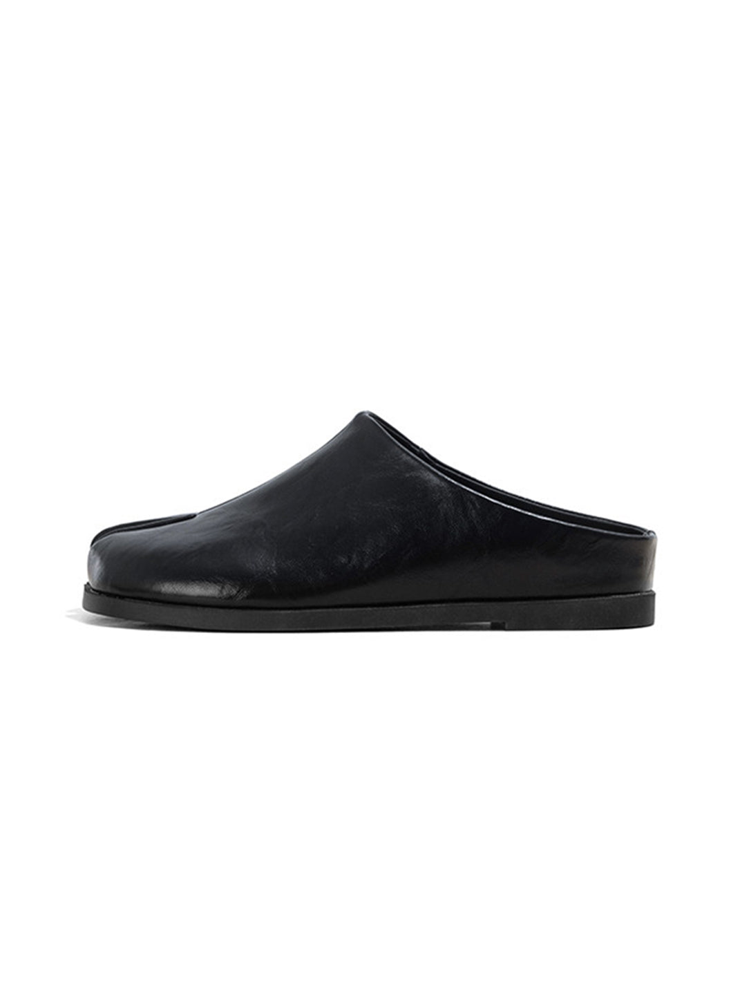 Split-Toe Leather Backless Flat Mules