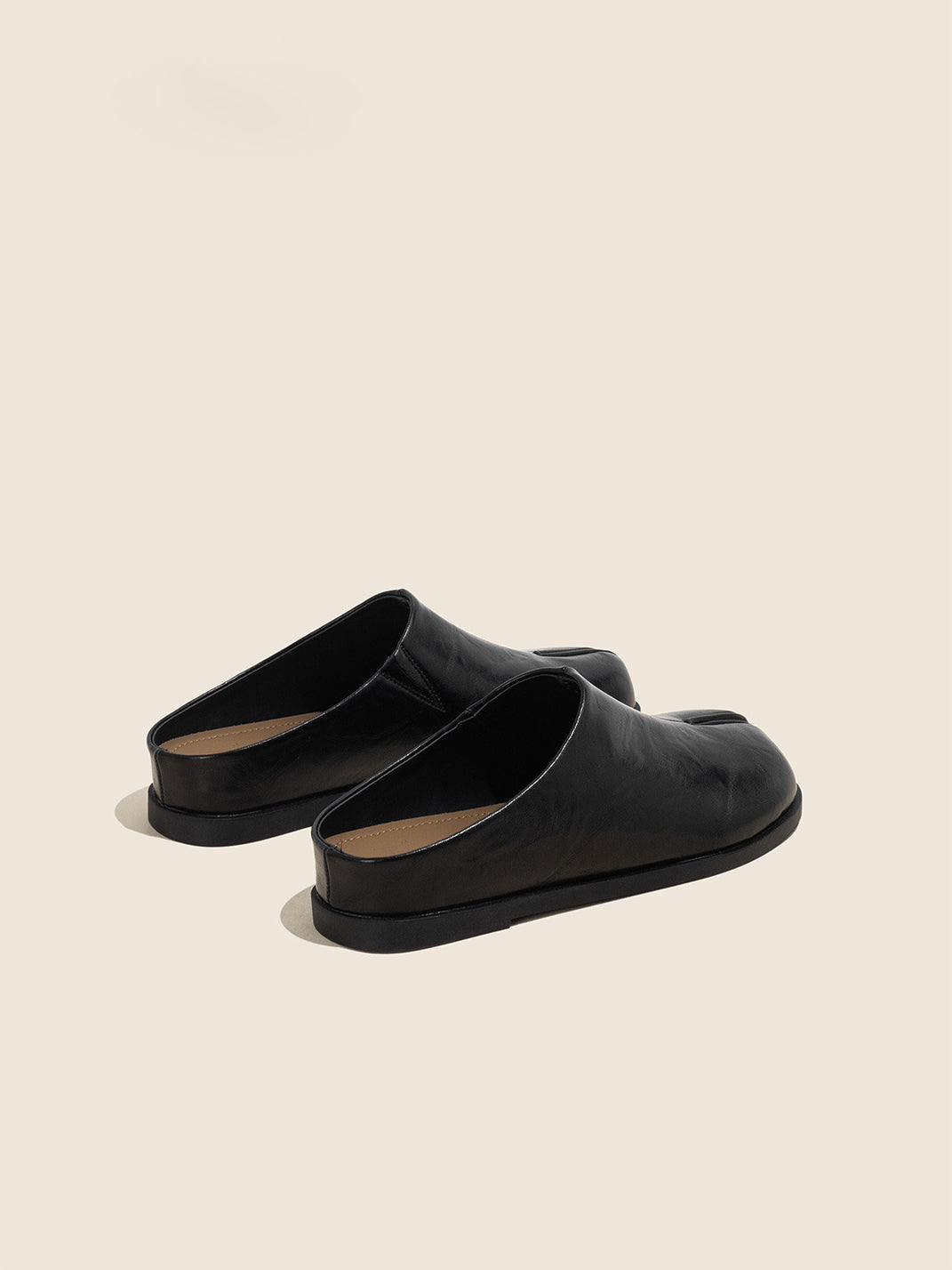 Split-Toe Leather Backless Flat Mules - View 8