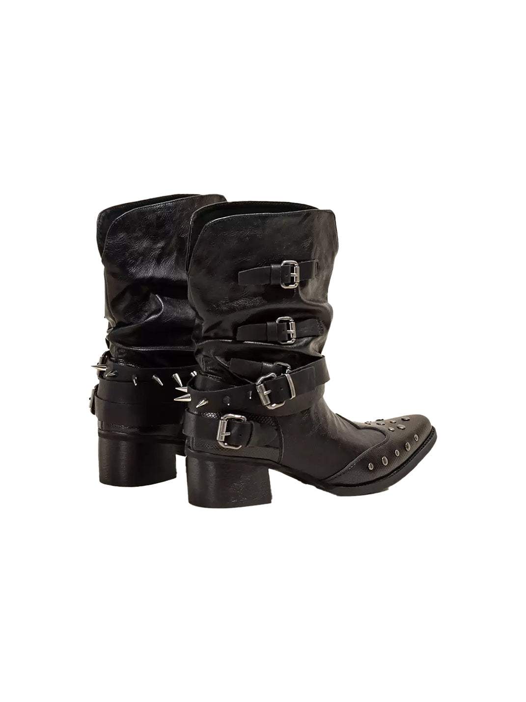 Western Buckle Pointed Ankle Boots - View 7