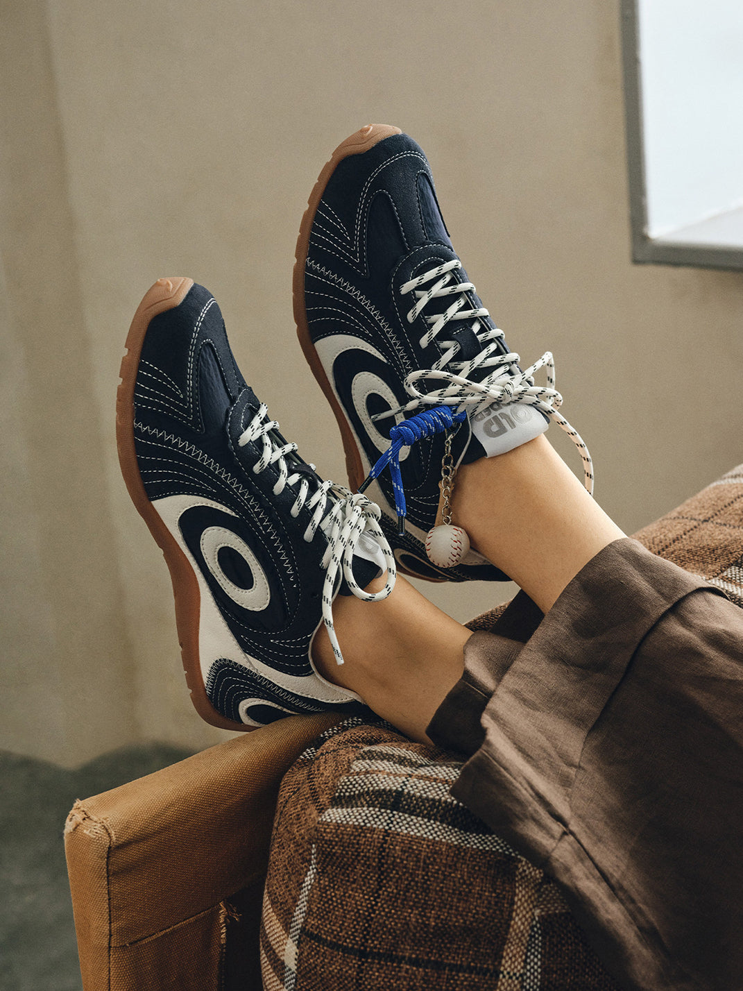Navy Swirl-Panel Low-Profile Trainers - View 5