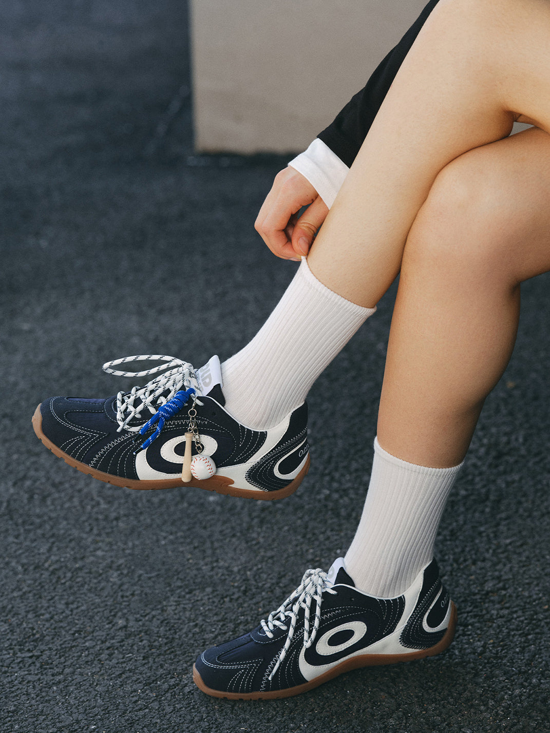 Navy Swirl-Panel Low-Profile Trainers - View 7