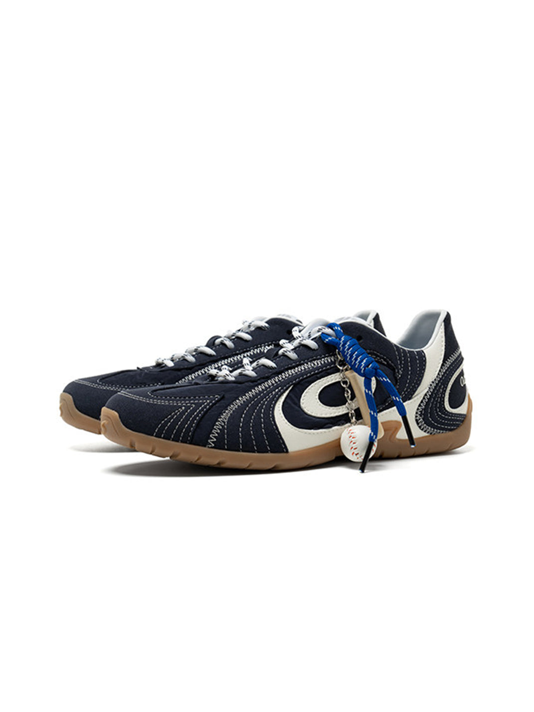 Navy Swirl-Panel Low-Profile Trainers - View 9