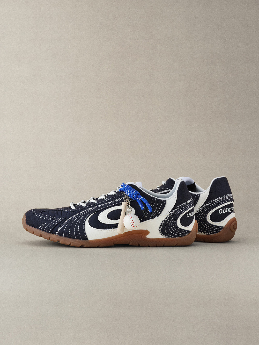 Navy Swirl-Panel Low-Profile Trainers - View 10