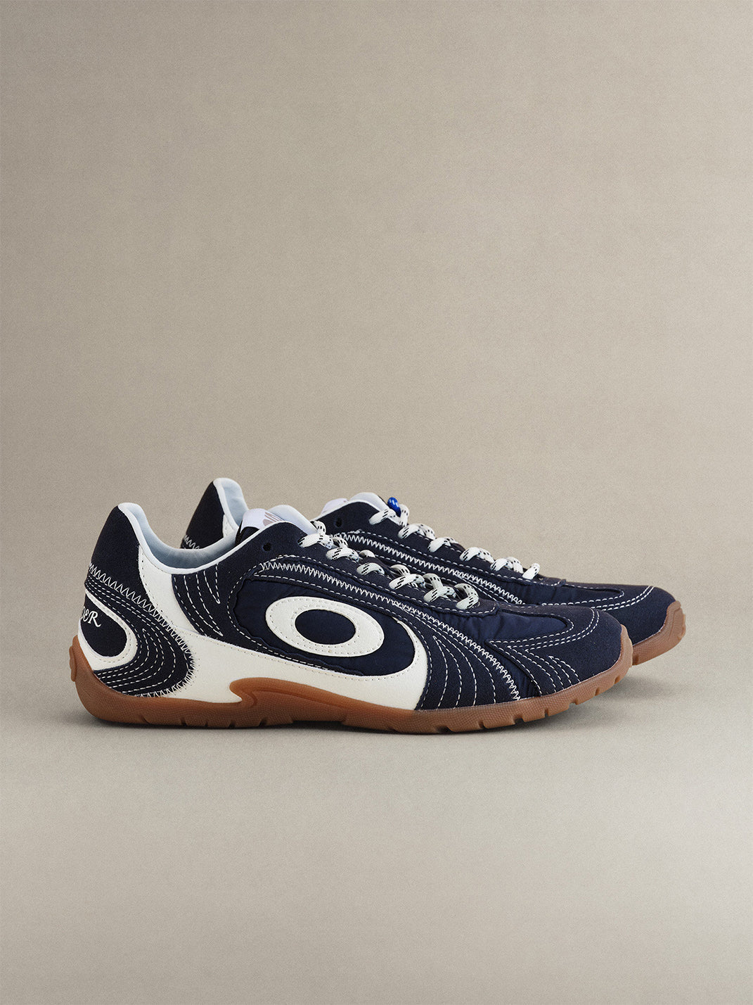 Navy Swirl-Panel Low-Profile Trainers - View 12