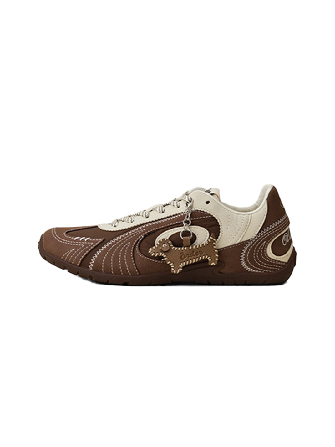 Brown Swirl-Panel Retro Trainers