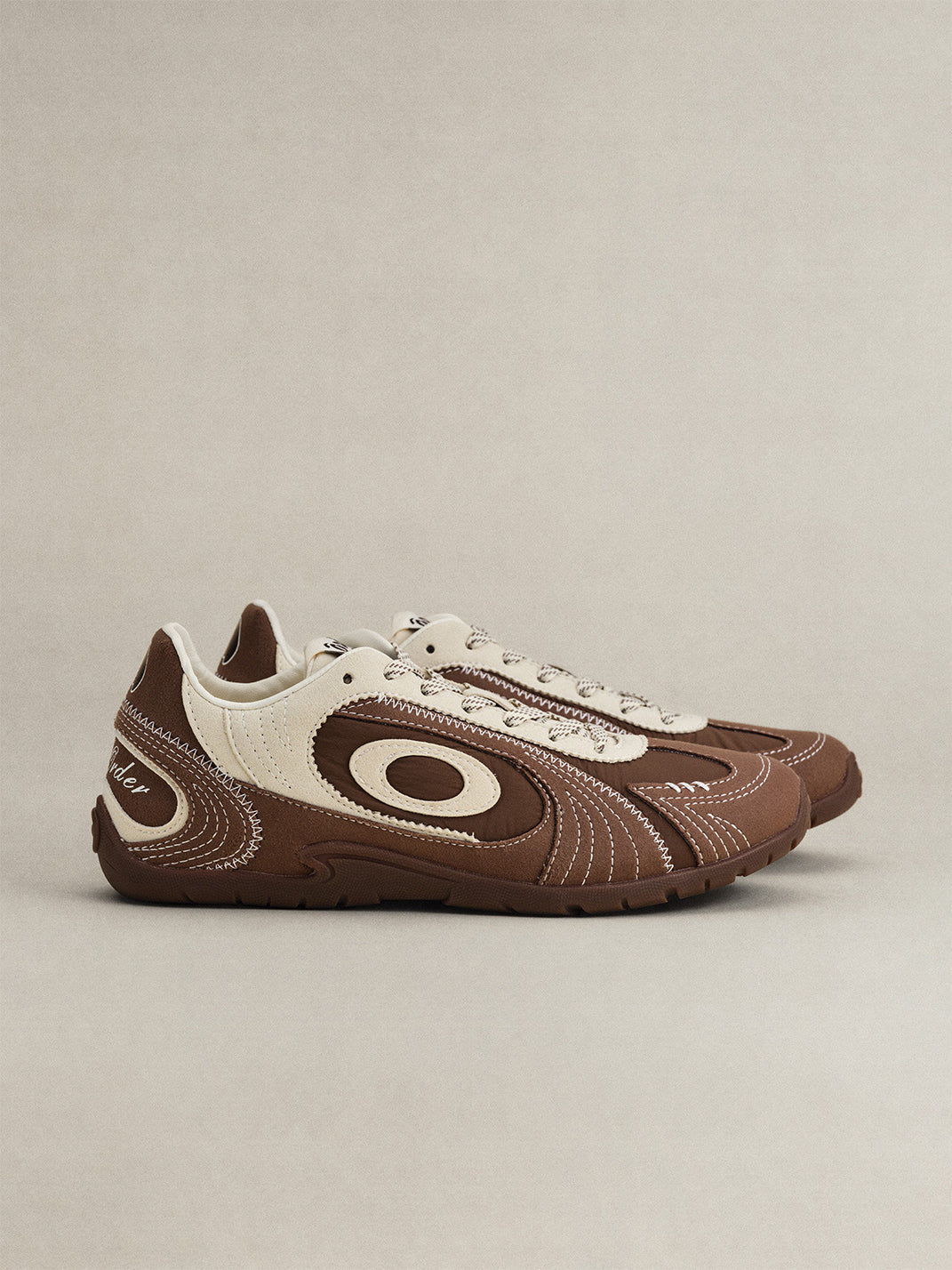 Brown Swirl-Panel Retro Trainers - View 10