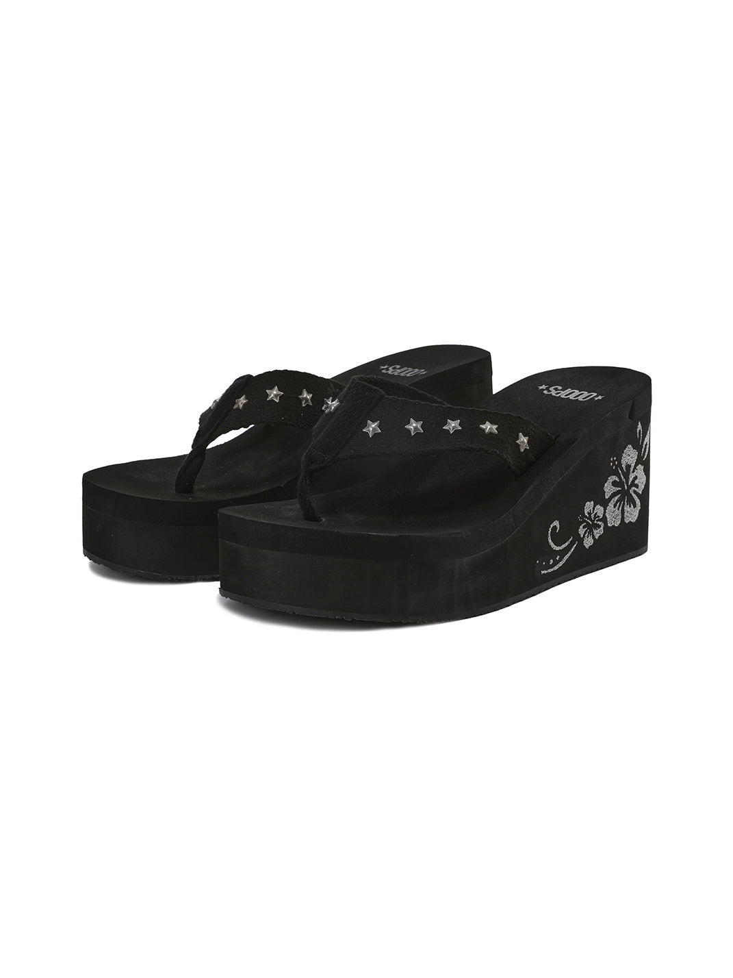 Floral-Embroidered Platform Flip-Flops - View 12