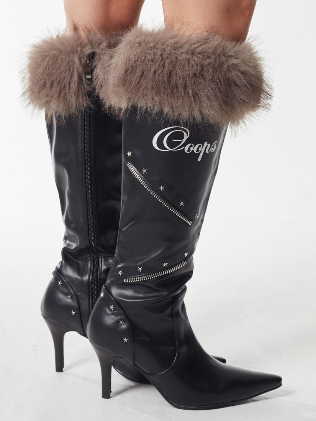 Plush-Cuff Pointed-Toe Knee-High Boots - View 3