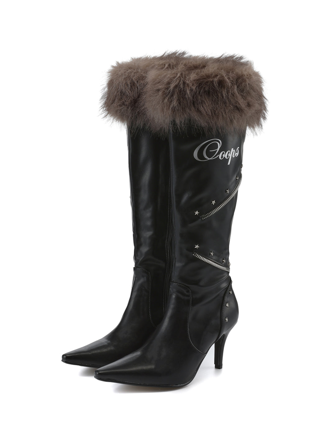 Plush-Cuff Pointed-Toe Knee-High Boots - View 8