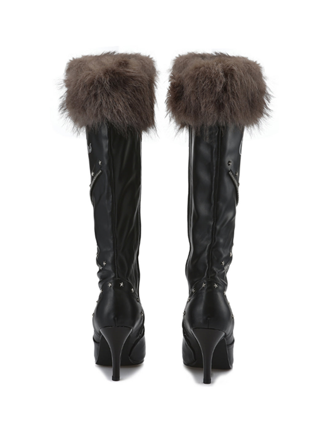 Plush-Cuff Pointed-Toe Knee-High Boots - View 10