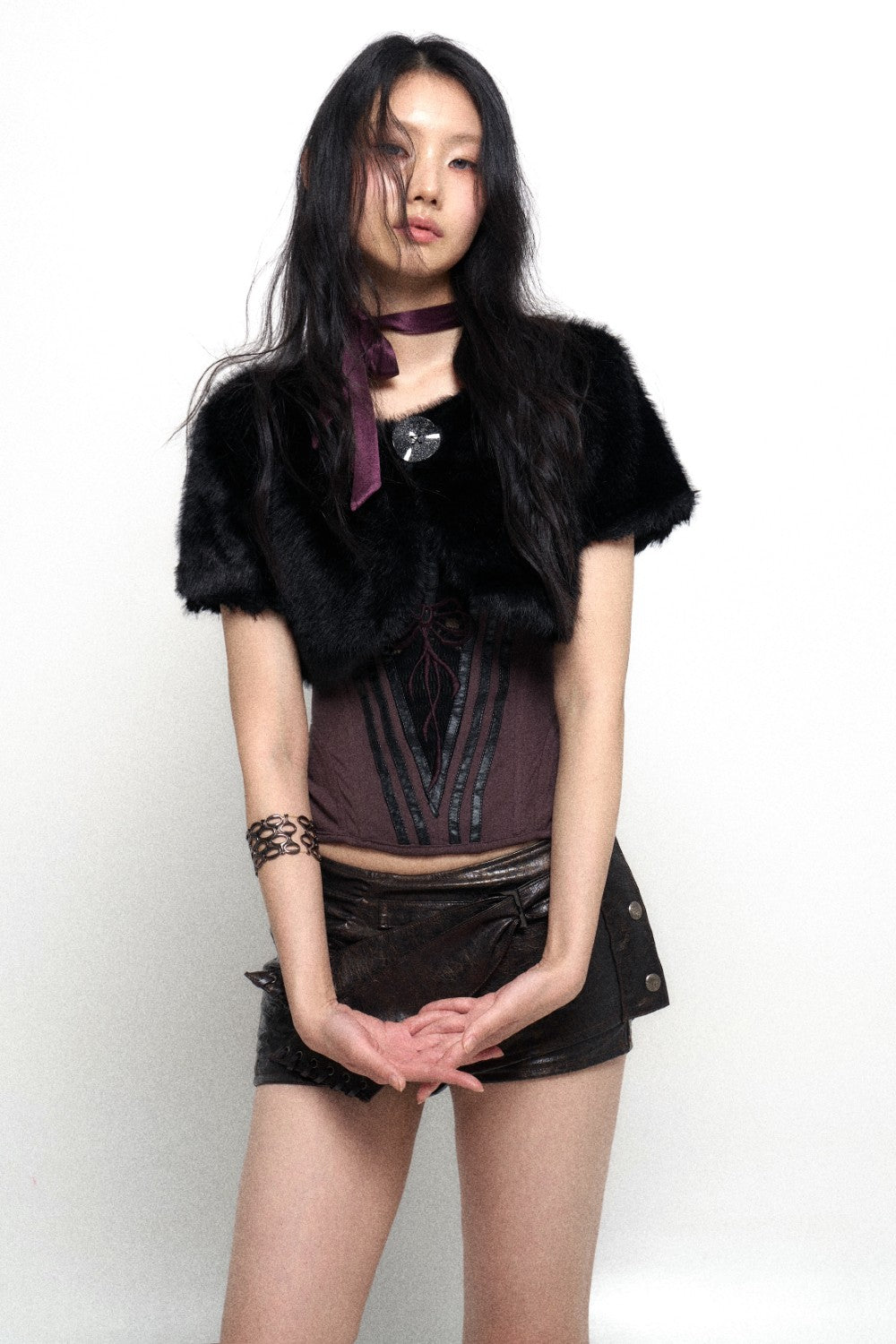 Black Fur Bolero Shrug Jacket