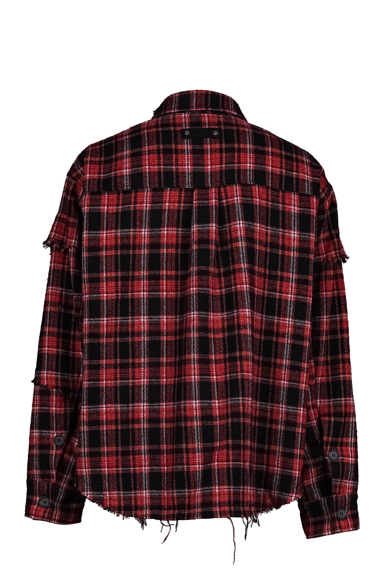 Crimson Distressed Plaid Flannel Shirt