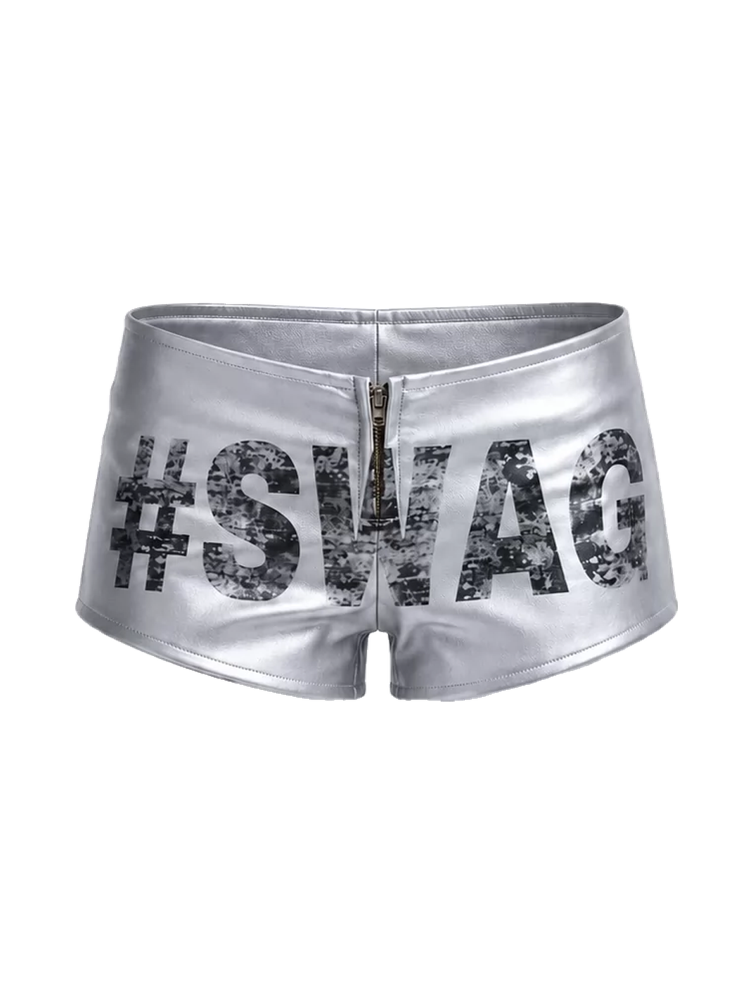 Metallic Stretch Faux-Leather Shorts