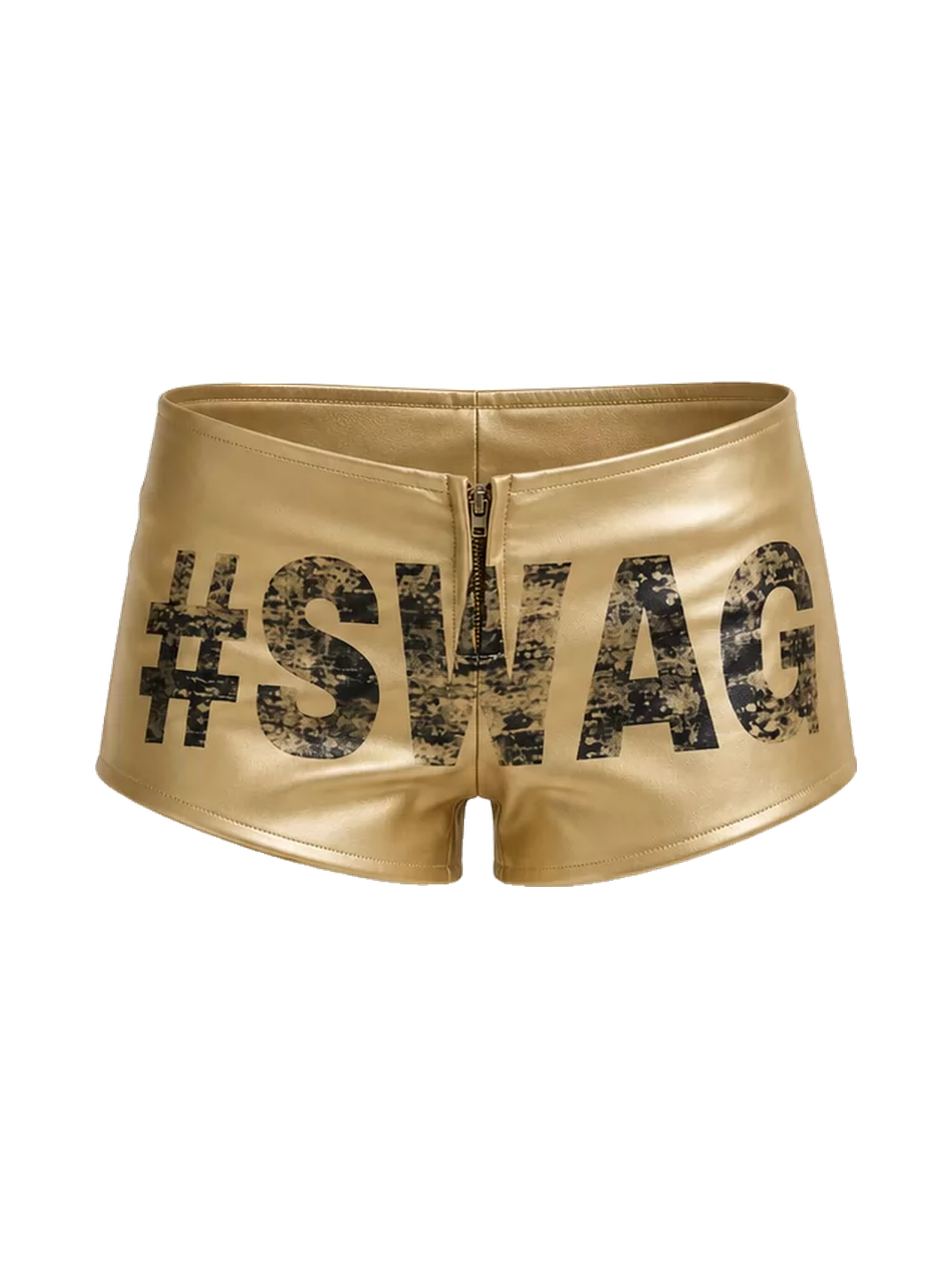 Metallic Stretch Faux-Leather Shorts - View 9