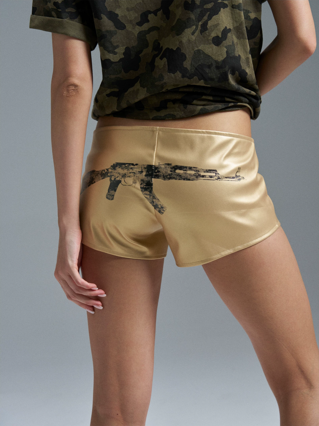 Metallic Stretch Faux-Leather Shorts - View 13