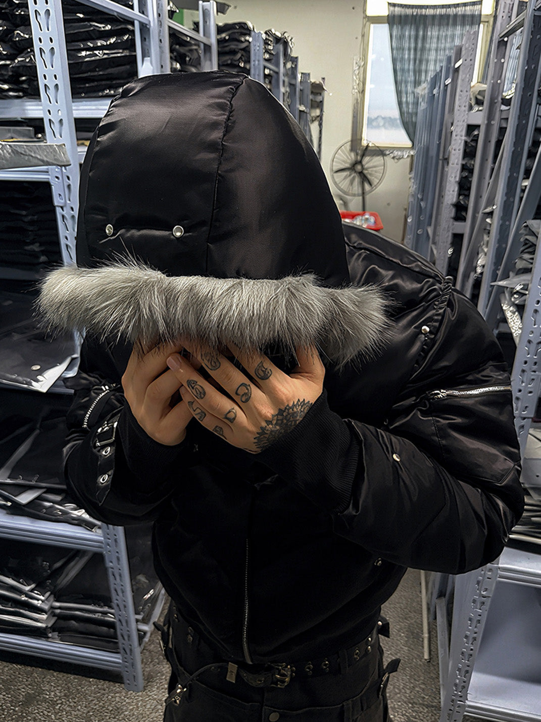 Metallic Faux-Fur Hooded Down Jacket - View 5