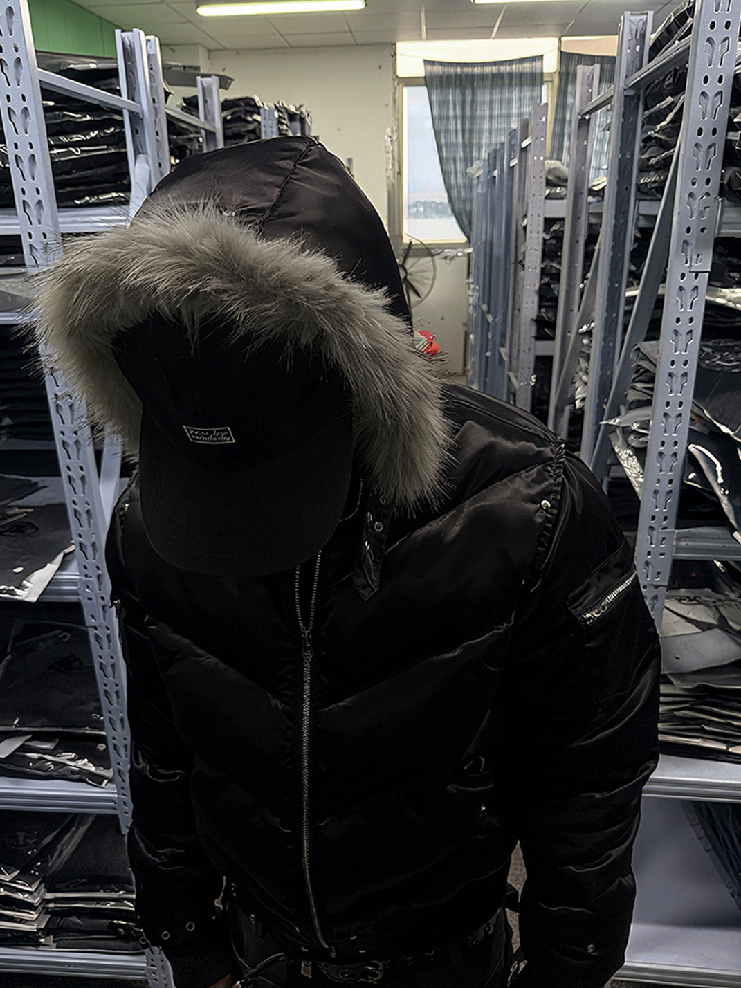 Metallic Faux-Fur Hooded Down Jacket - View 6