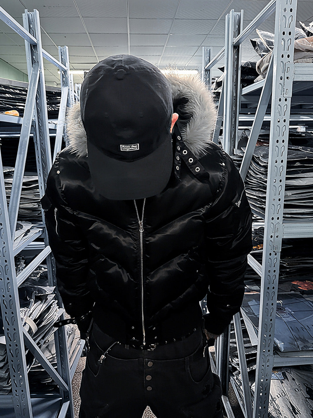 Metallic Faux-Fur Hooded Down Jacket - View 7