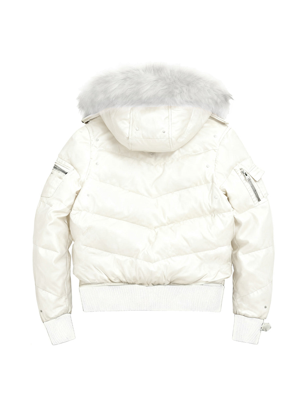 Metallic Faux-Fur Hooded Down Jacket - View 11