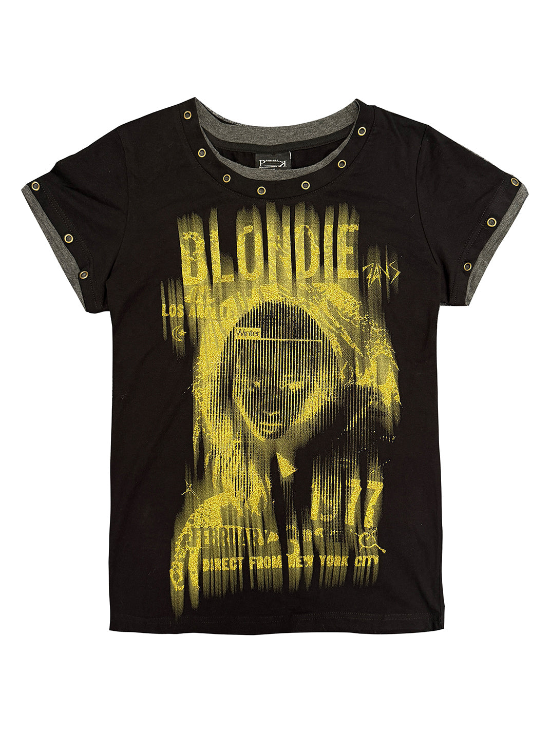 Foil-Portrait Layered-Sleeve T-Shirt