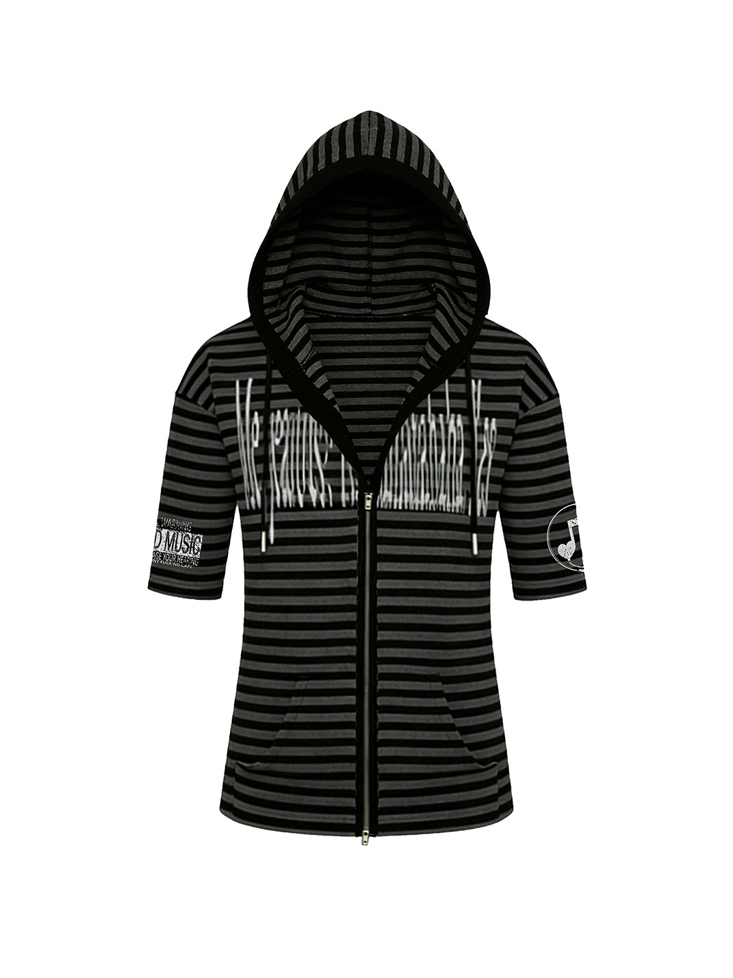 Striped Short-Sleeve Hooded T-Shirt