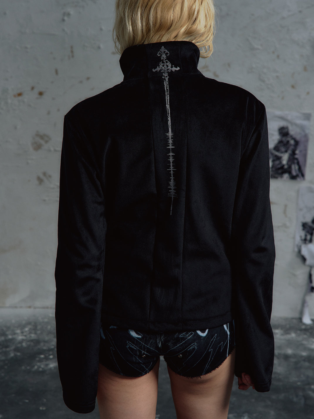 Skull Singer Music-Note Velvet Zip Jacket - View 22