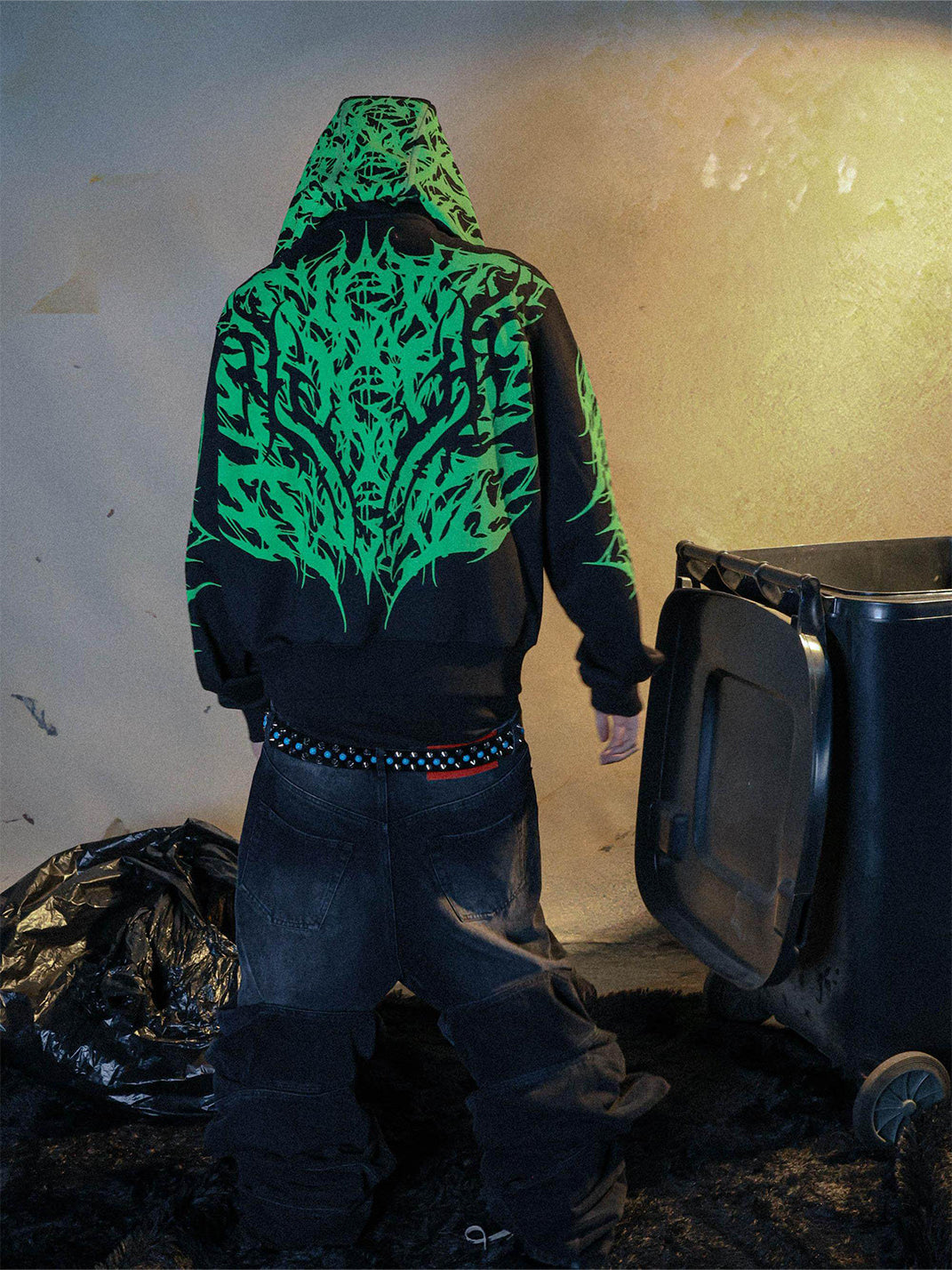 Allover Green Graphic Hoodie - View 2