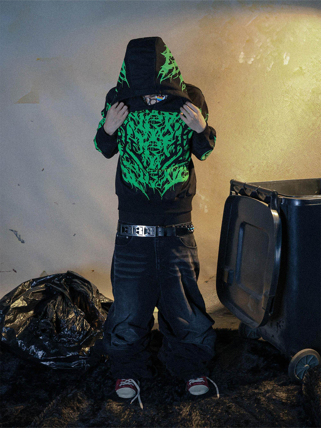 Allover Green Graphic Hoodie - View 5
