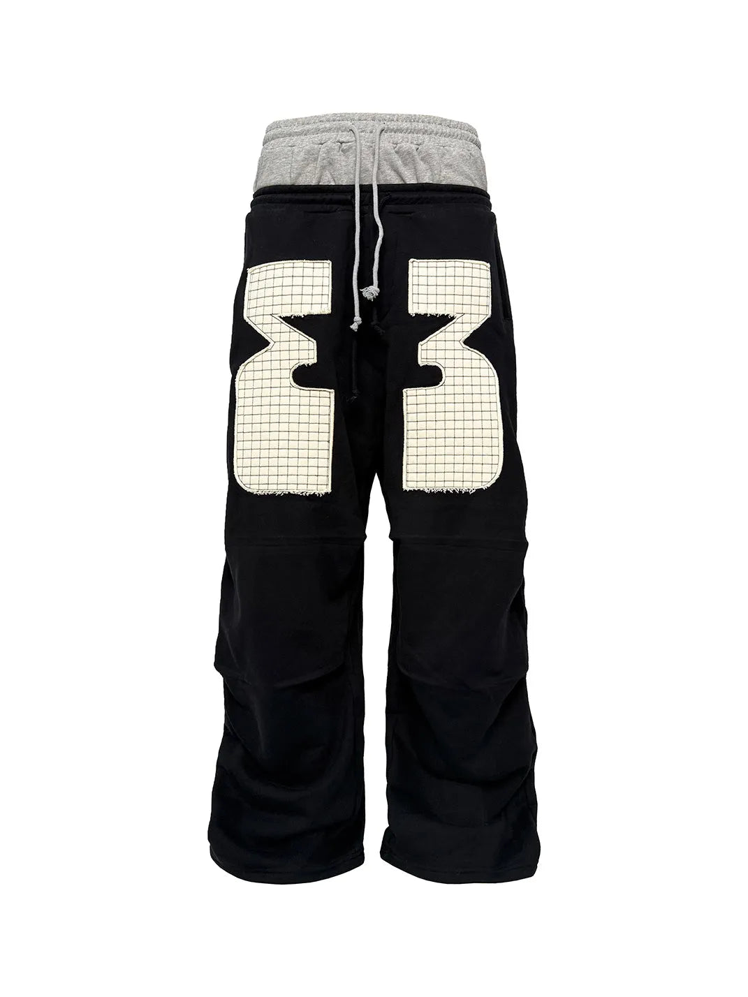 Applique Double-Waist Pleated Sweatpants