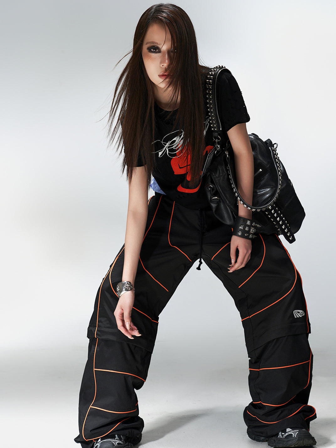 Color-Block Embroidered Track Pants - View 3