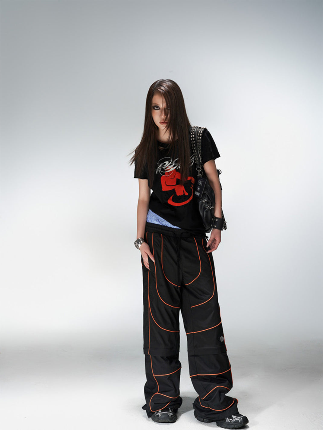 Color-Block Embroidered Track Pants - View 5
