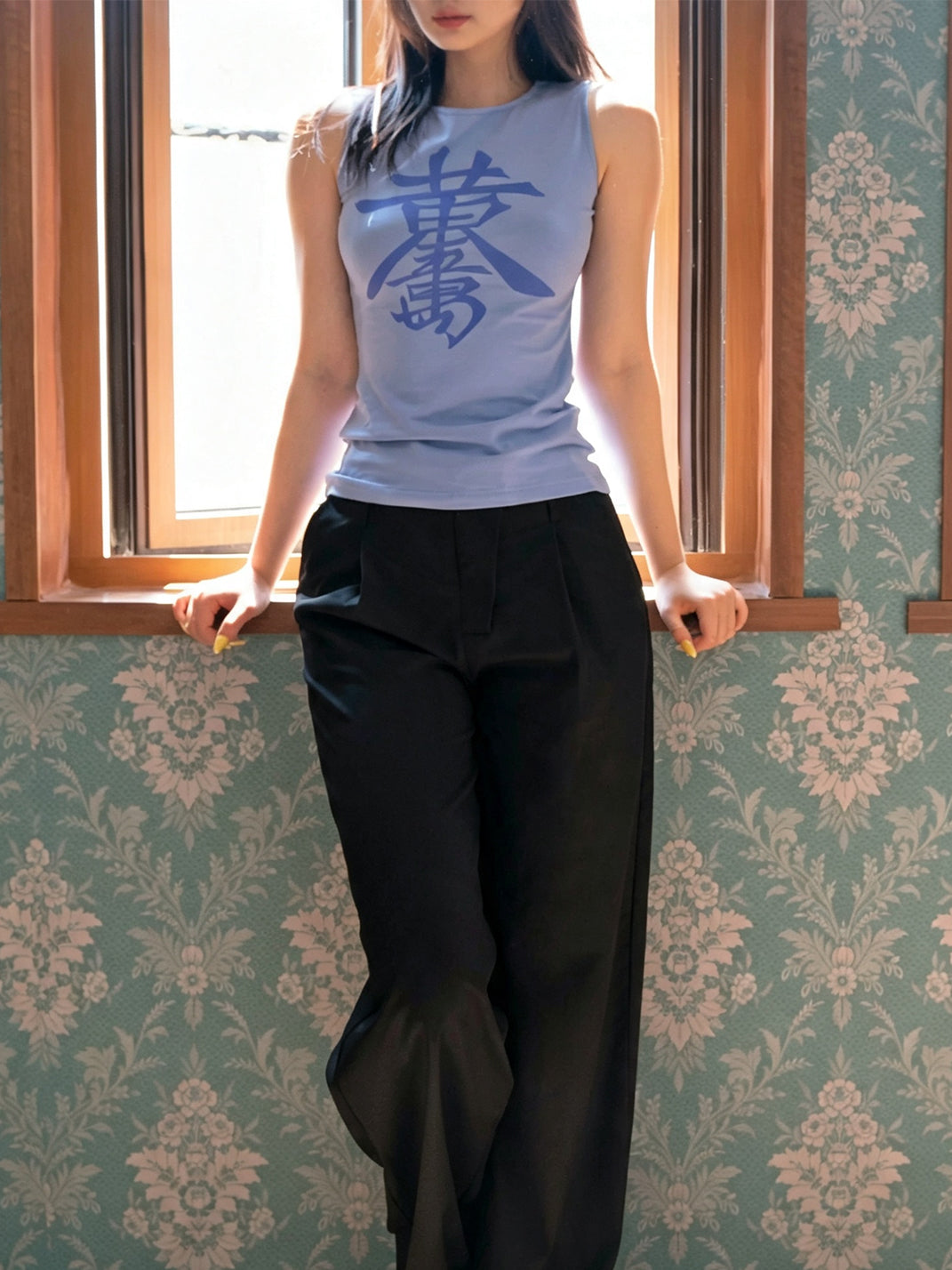 Periwinkle Graphic Cotton Stretch Tank — product view 5