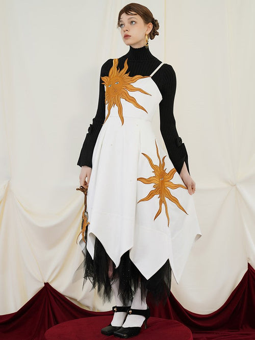 Moonlight Embroidered Summer Dress – Tencel Elegance