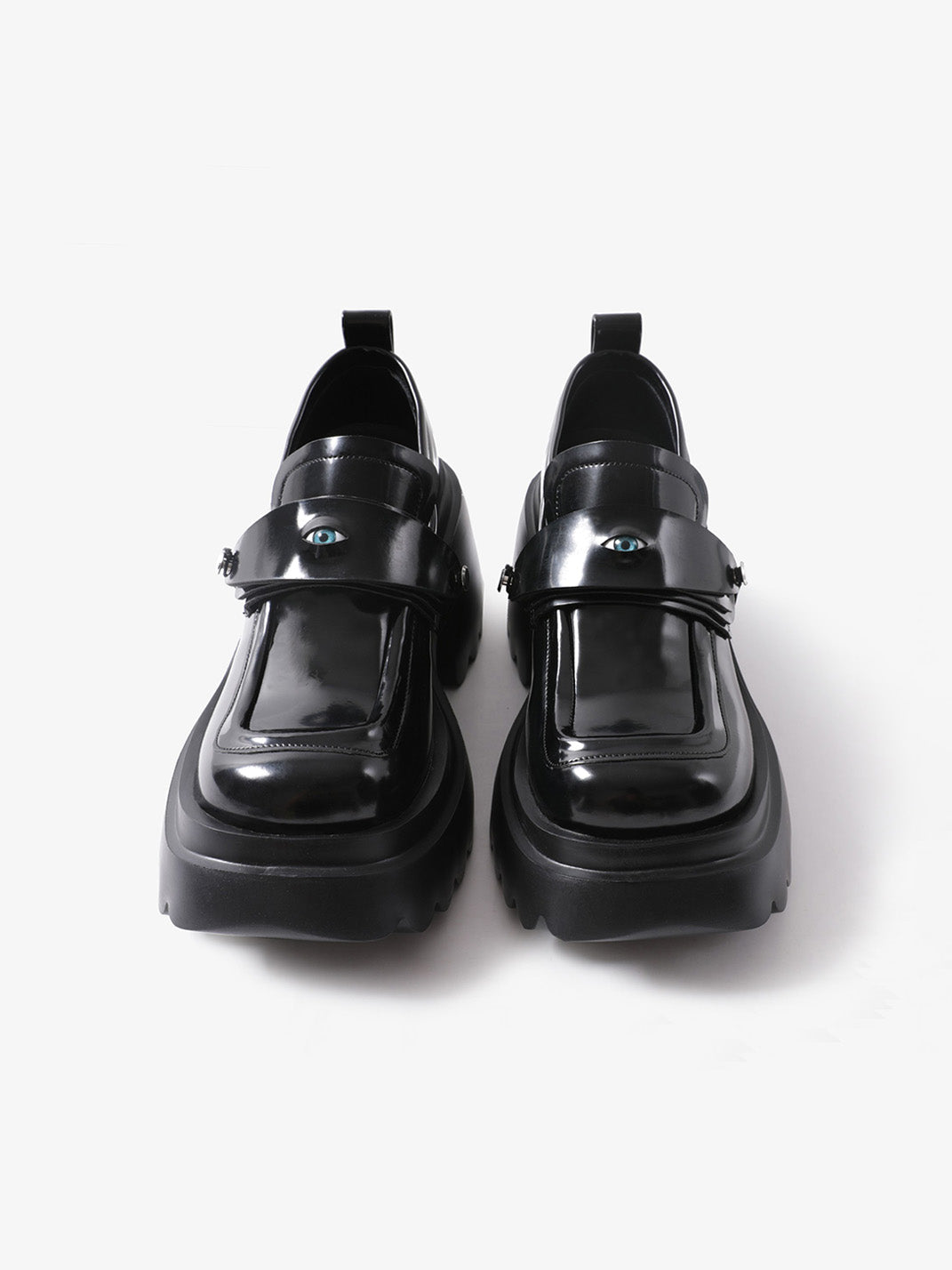 Black Ocular-Accent Lug-Sole Loafers - View 4