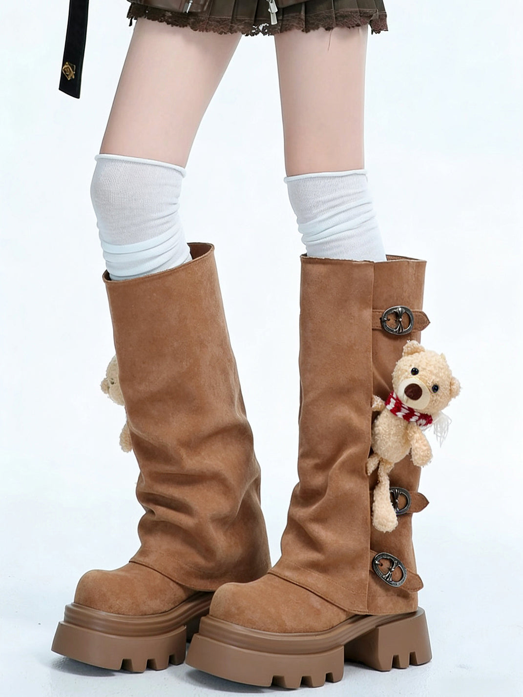 Teddy-Charm Lug-Sole Mid-Calf Boots - View 2