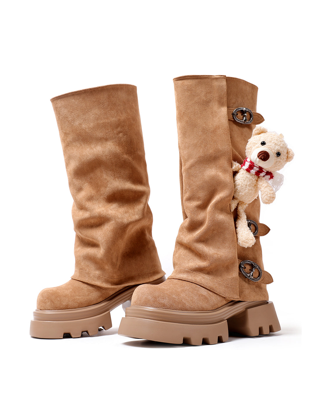 Teddy-Charm Lug-Sole Mid-Calf Boots - View 6