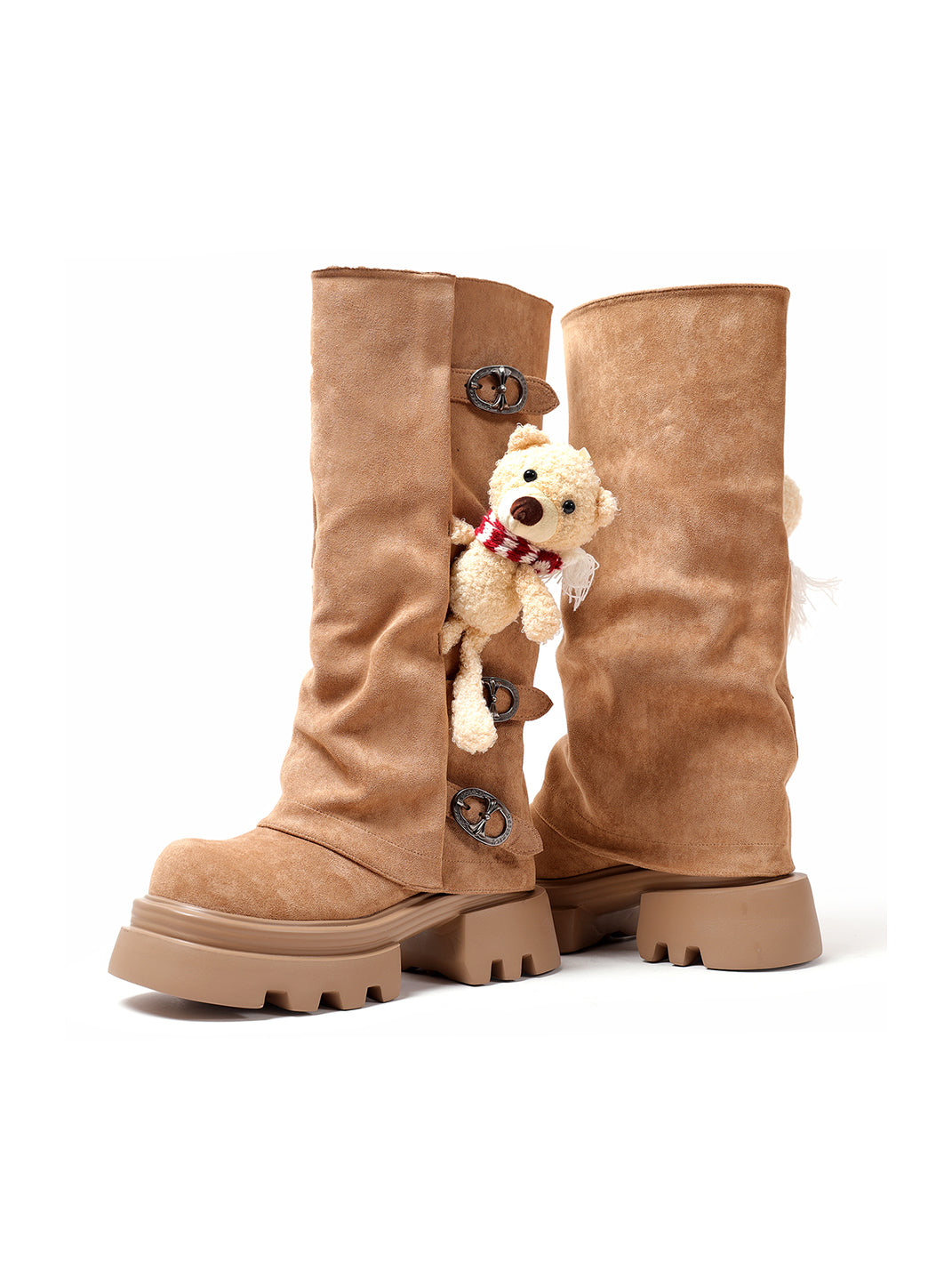 Teddy-Charm Lug-Sole Mid-Calf Boots - View 8