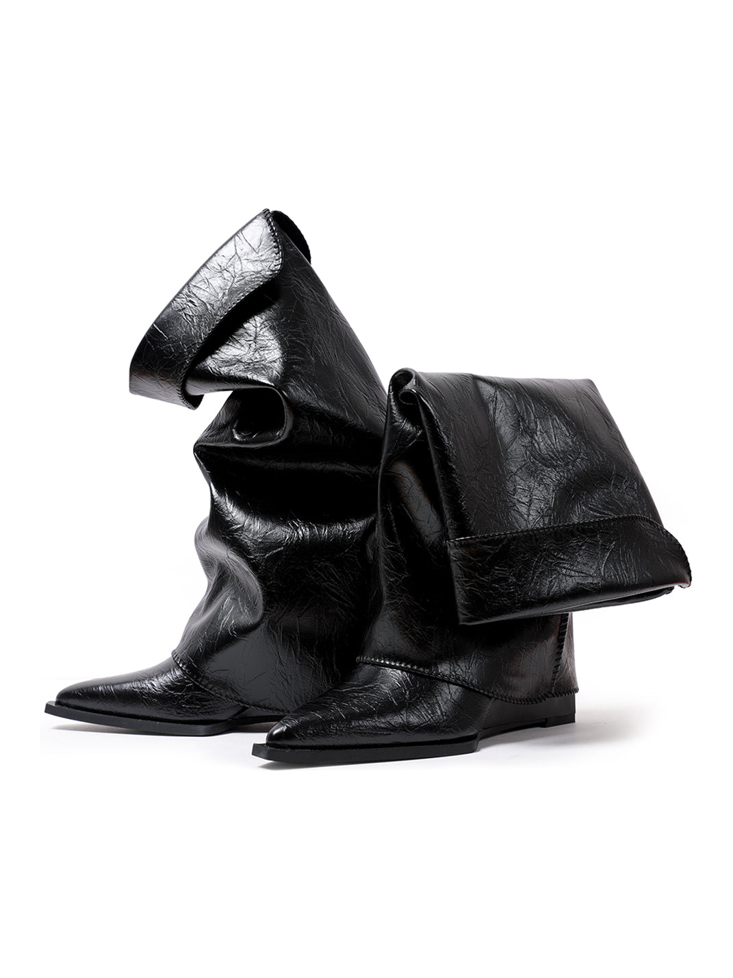 Chain-Trim Pointed-Toe Riding Boots - View 10