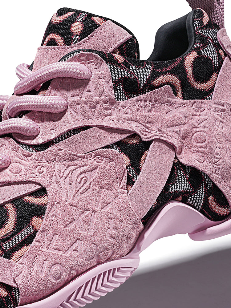 Pink Embroidered Chunky Dad Sneakers - View 6