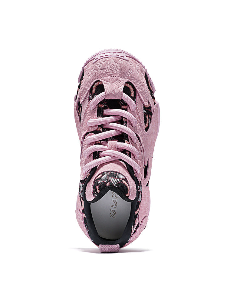 Pink Embroidered Chunky Dad Sneakers - View 7
