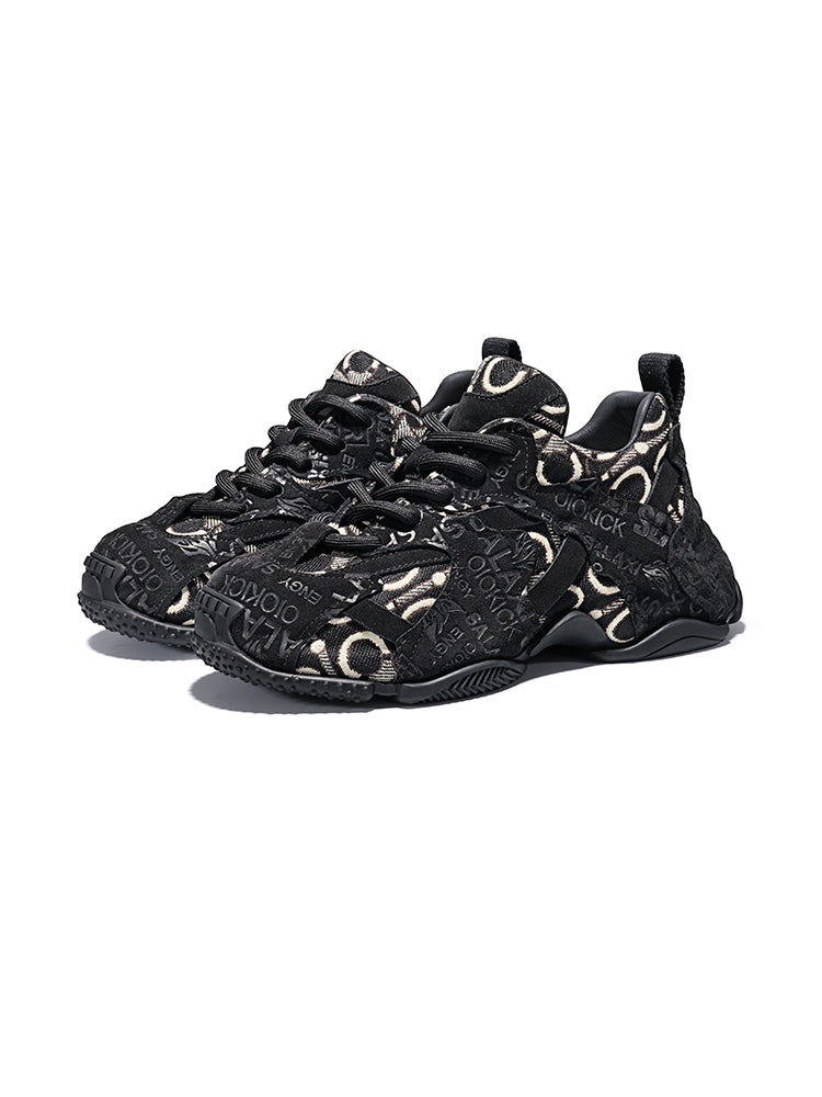 Pink Embroidered Chunky Dad Sneakers - View 10
