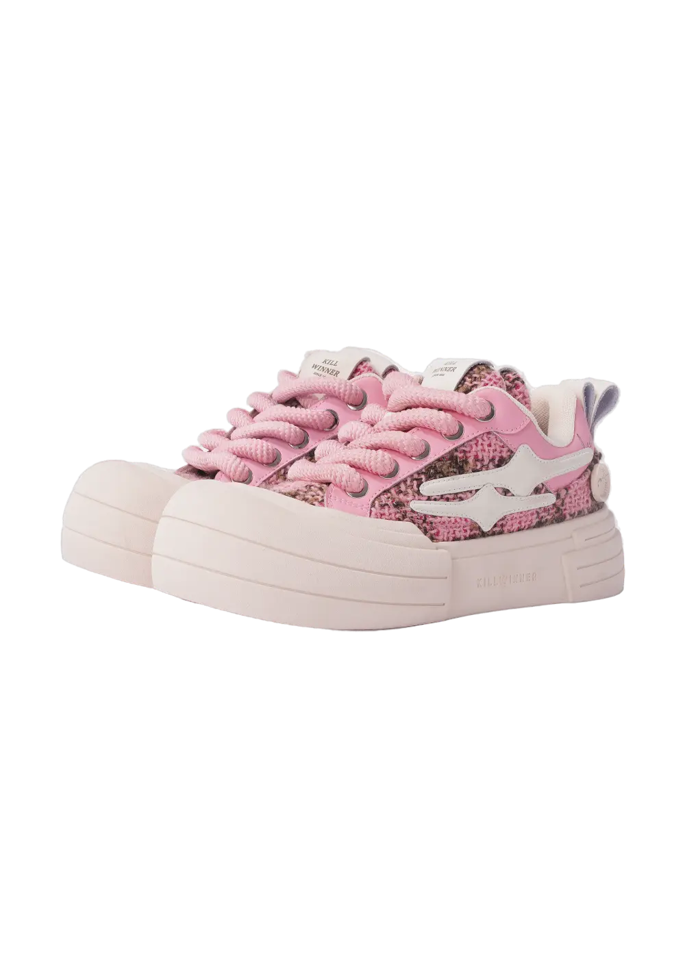 Pink Glitter Smile Platform Sneakers - View 5