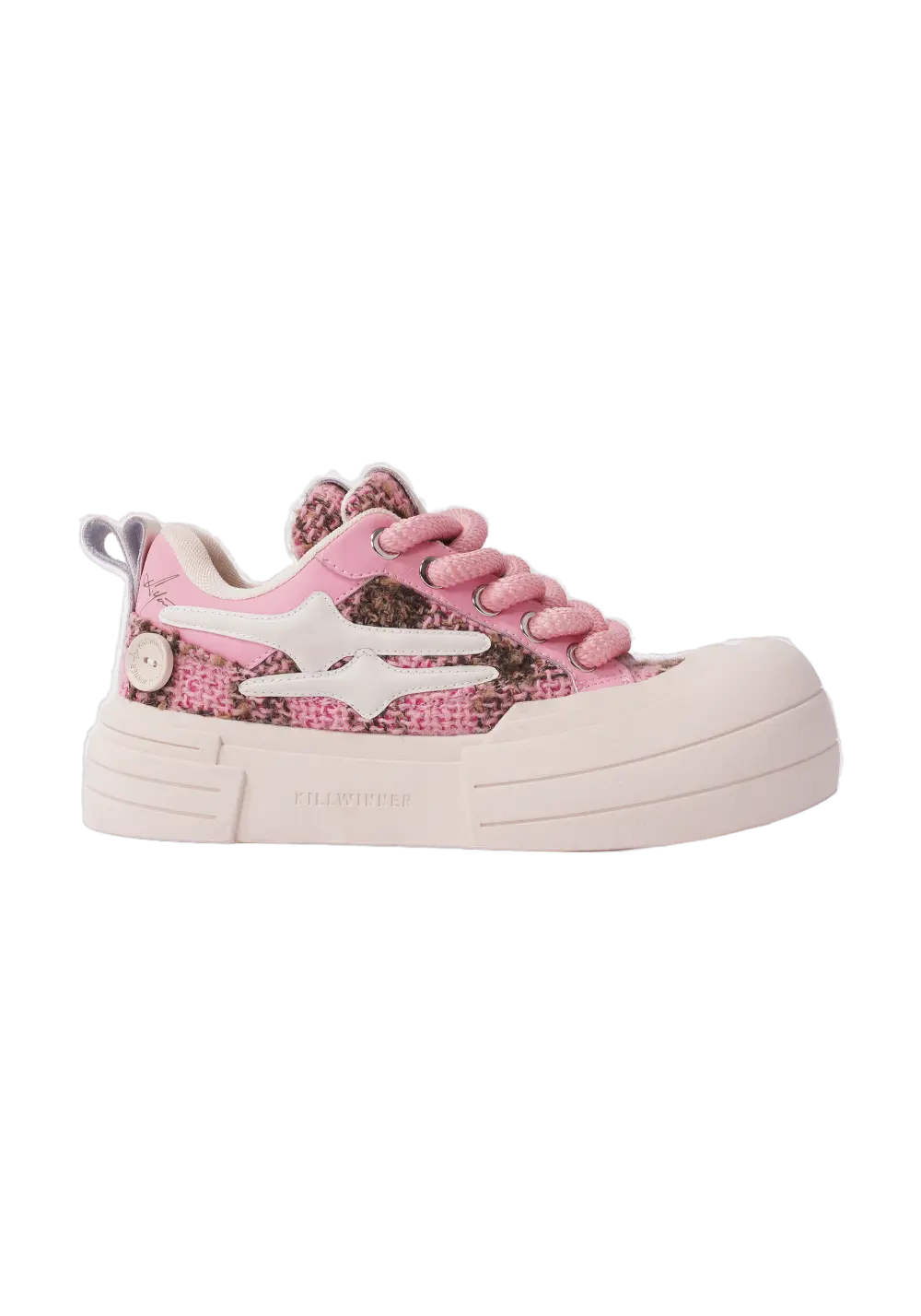 Pink Glitter Smile Platform Sneakers - View 7