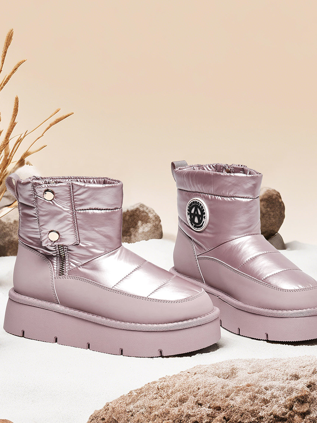 Pink Quilted Platform Snow Boots - View 6