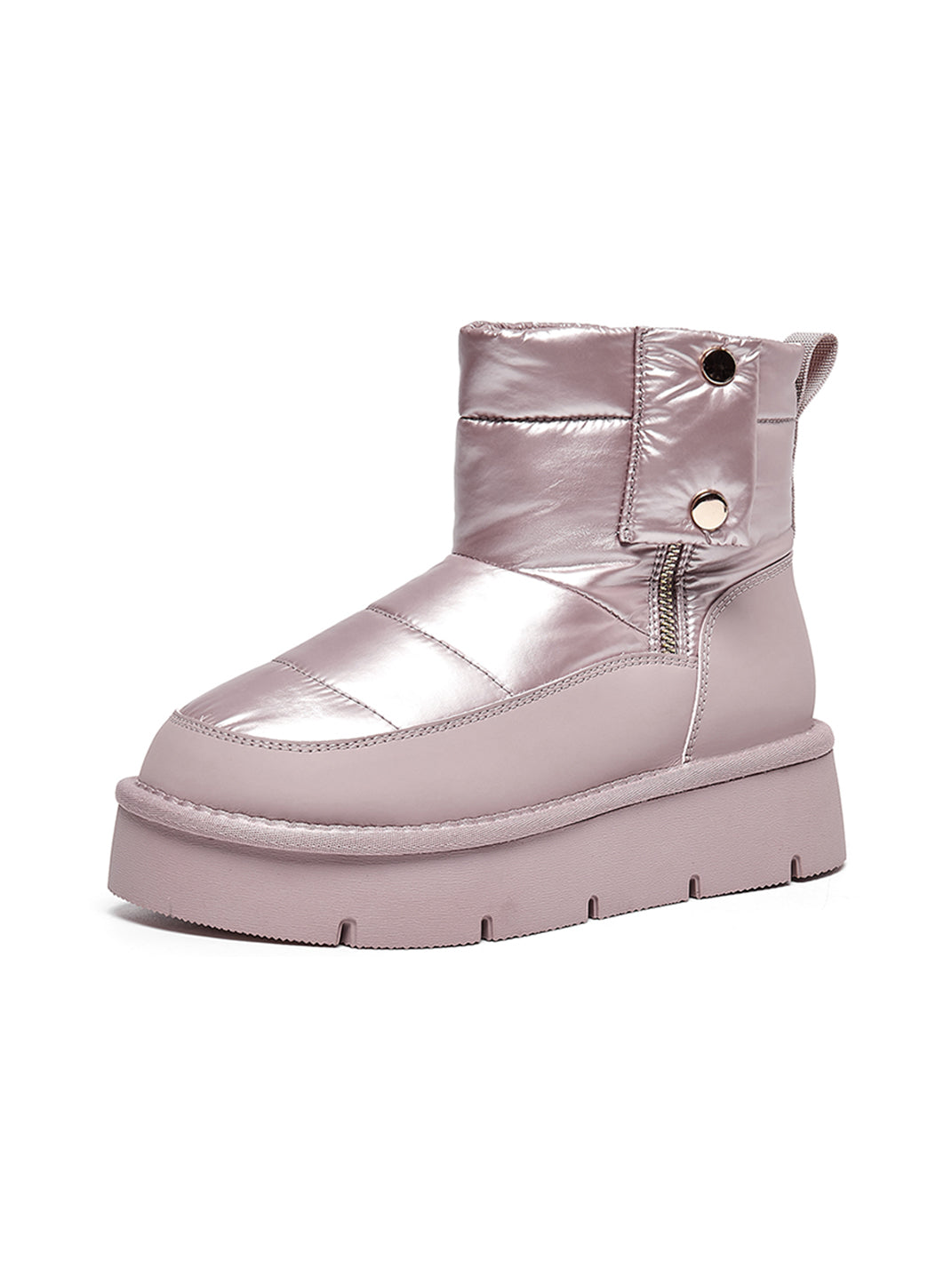 Pink Quilted Platform Snow Boots - View 11