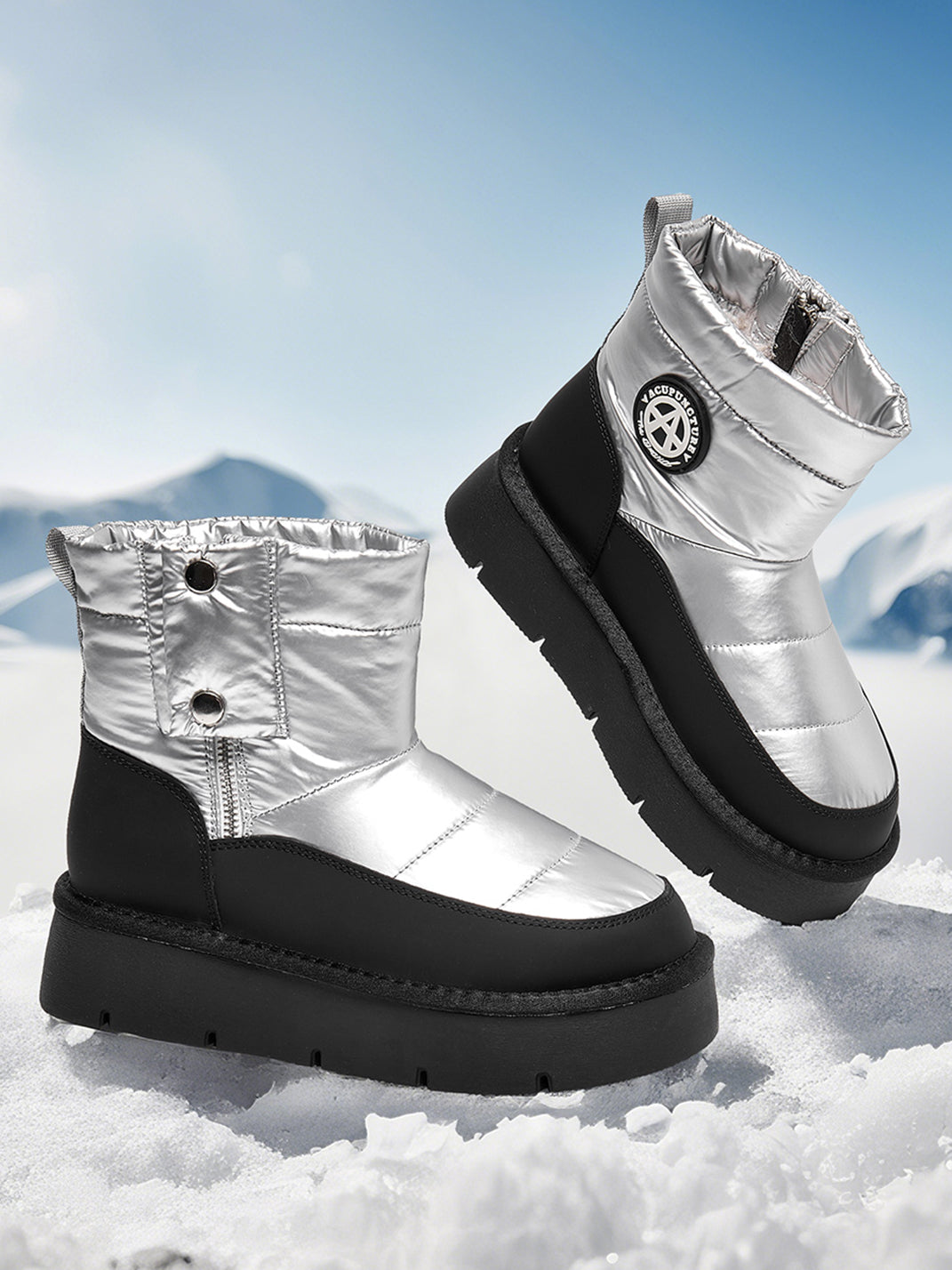 Pink Quilted Platform Snow Boots - View 20