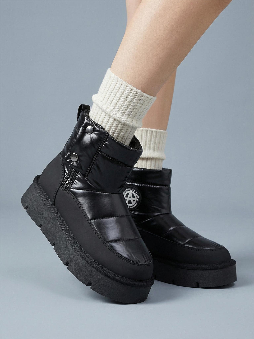 Pink Quilted Platform Snow Boots - View 30