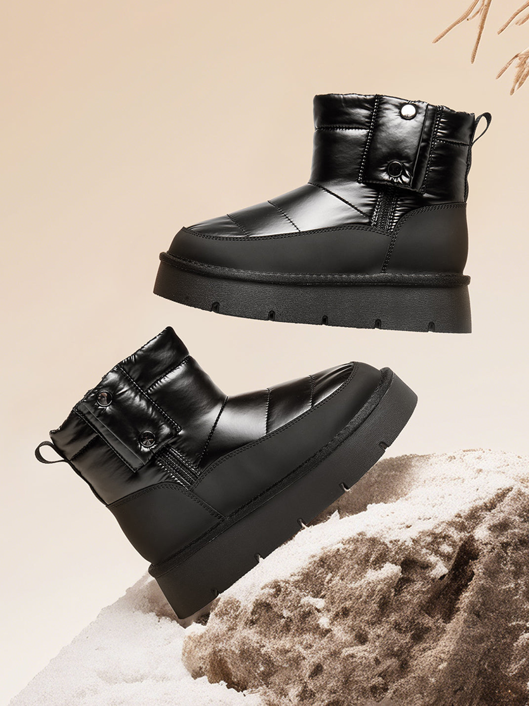 Pink Quilted Platform Snow Boots - View 31
