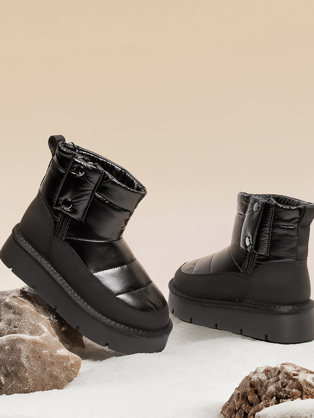 Pink Quilted Platform Snow Boots - View 32